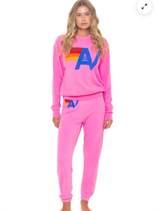 Aviator Nation Other - Aviator Nation Neon Pink Logo Relaxed Pullover Hoodie & Sweatpants Set M